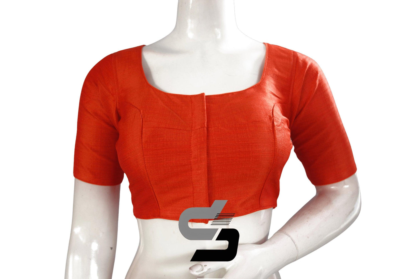 Orange Color Plain Semi Silk Readymade Saree Blouse, Indian Readymade Blouse - D3blouses
