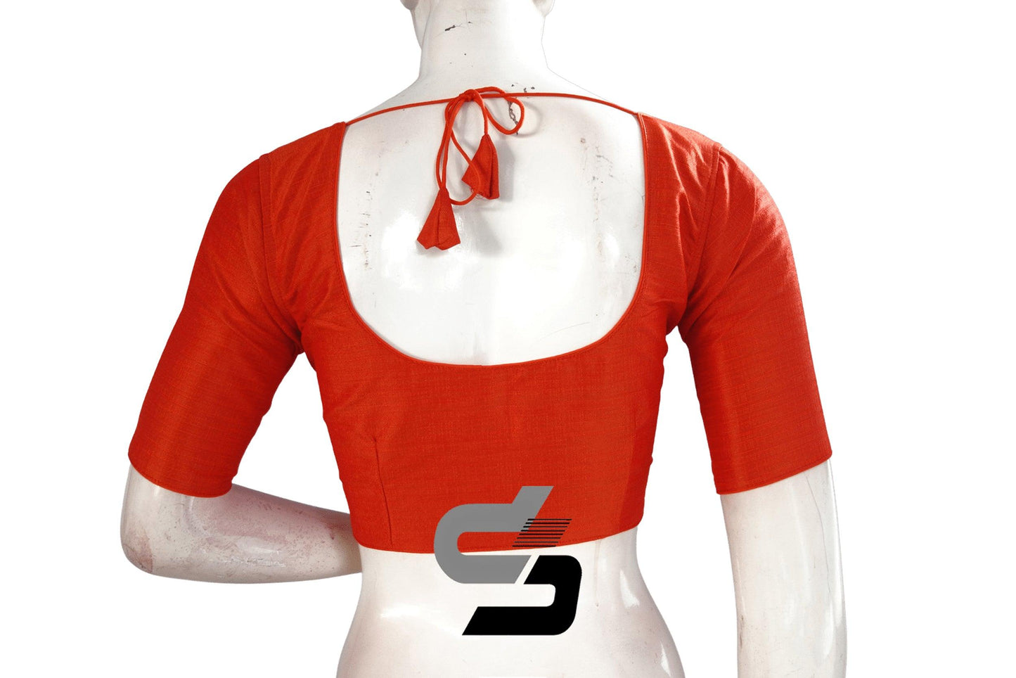 Orange Color Plain Semi Silk Readymade Saree Blouse, Indian Readymade Blouse - D3blouses