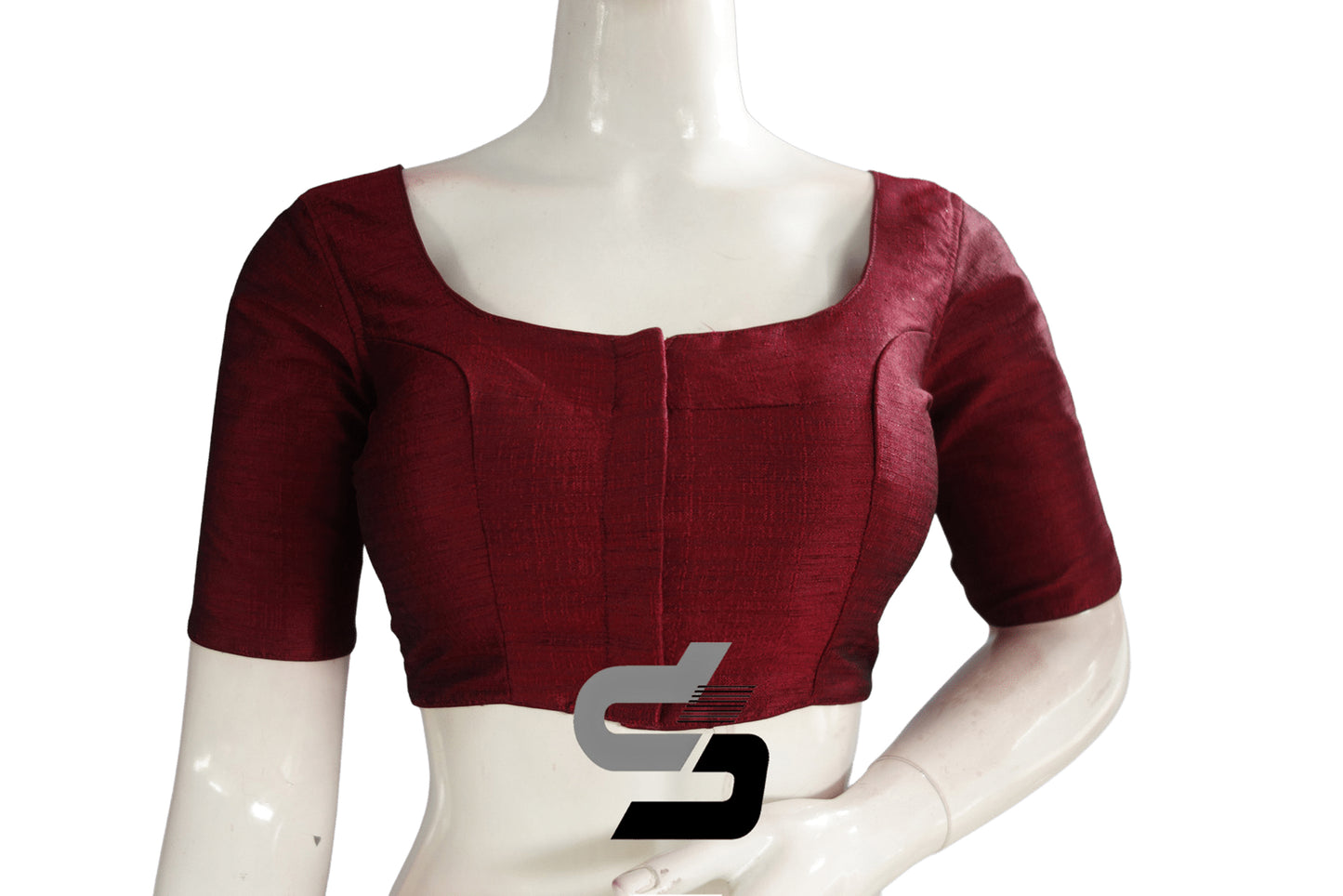 Dark Wine Color Plain Semi Silk Readymade Saree Blouse, Indian Readymade Blouse