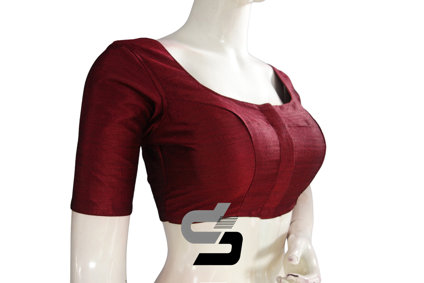 Dark Wine Color Plain Semi Silk Readymade Saree Blouse, Indian Readymade Blouse
