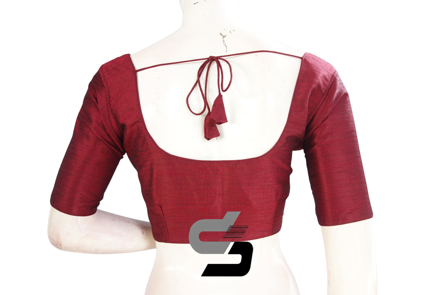 Dark Wine Color Plain Semi Silk Readymade Saree Blouse, Indian Readymade Blouse