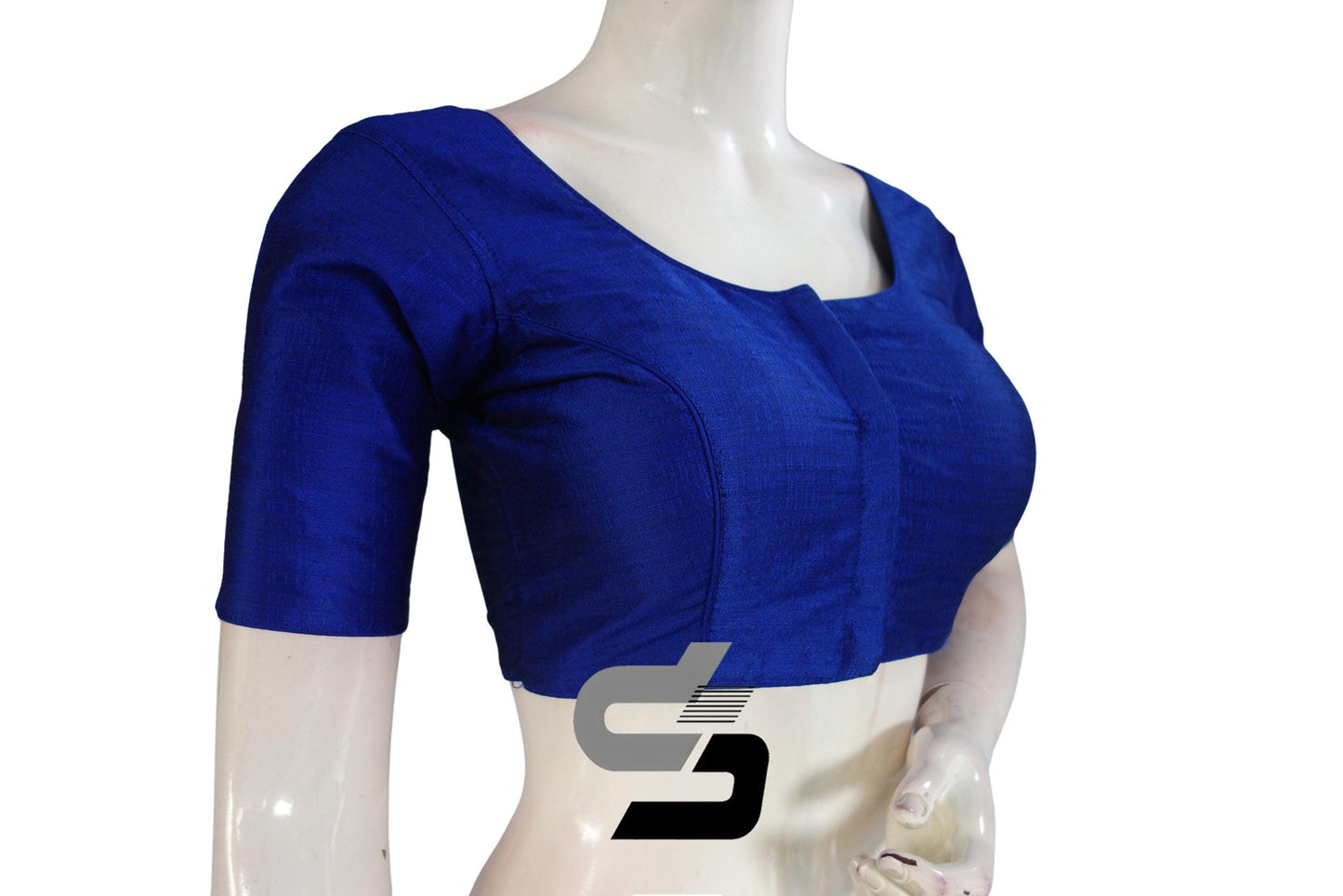 Royal Blue Color Plain Semi Silk Readymade Saree Blouse, Indian Readymade Blouse - D3blouses
