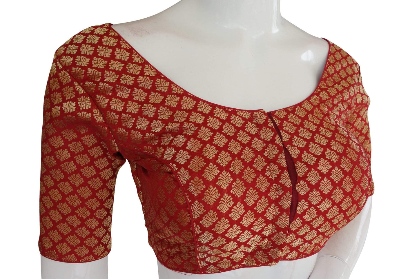 Red Color Brocade silk Readymade saree blouse, Ready to wear blouse, Indian sari blouse,Crop top - D3blouses