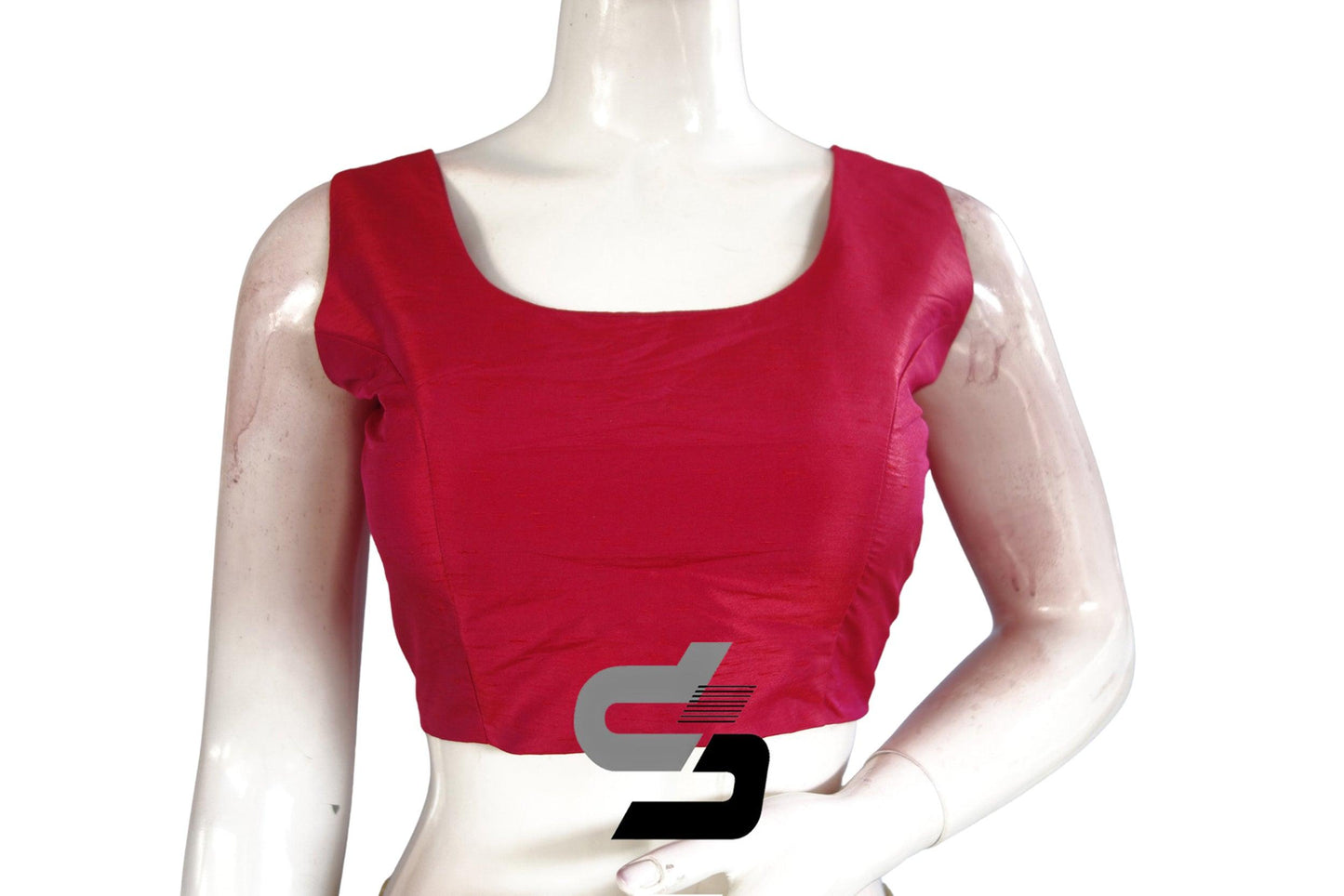 Pink Color Plain Designer Sleeveless With Bow and Tie, Readymade saree blouse, Indian Silk saree Readymade blouse - D3blouses