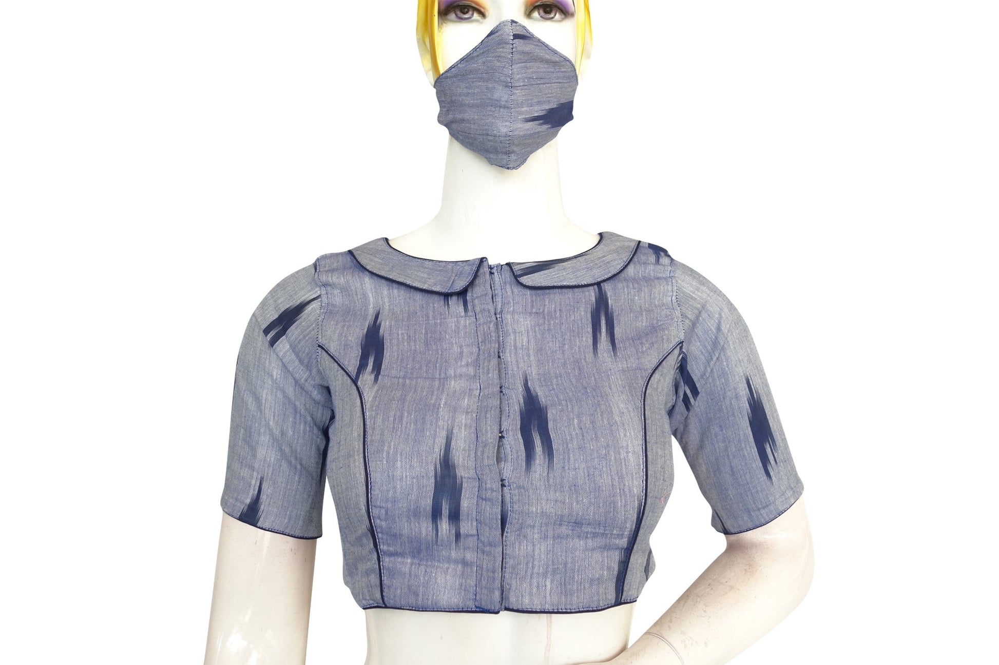 ikkat peter pan collar readymade blouse