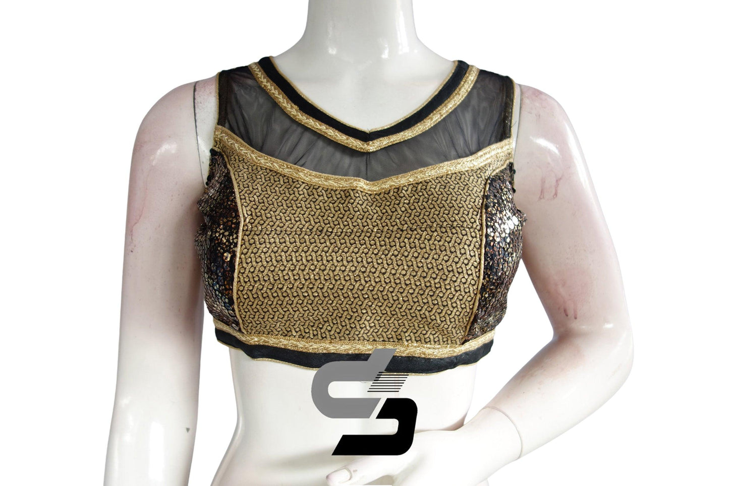 Black Color Semi Silk Designer Party Wear Readymade Blouse/ Indian Crop Tops - D3blouses