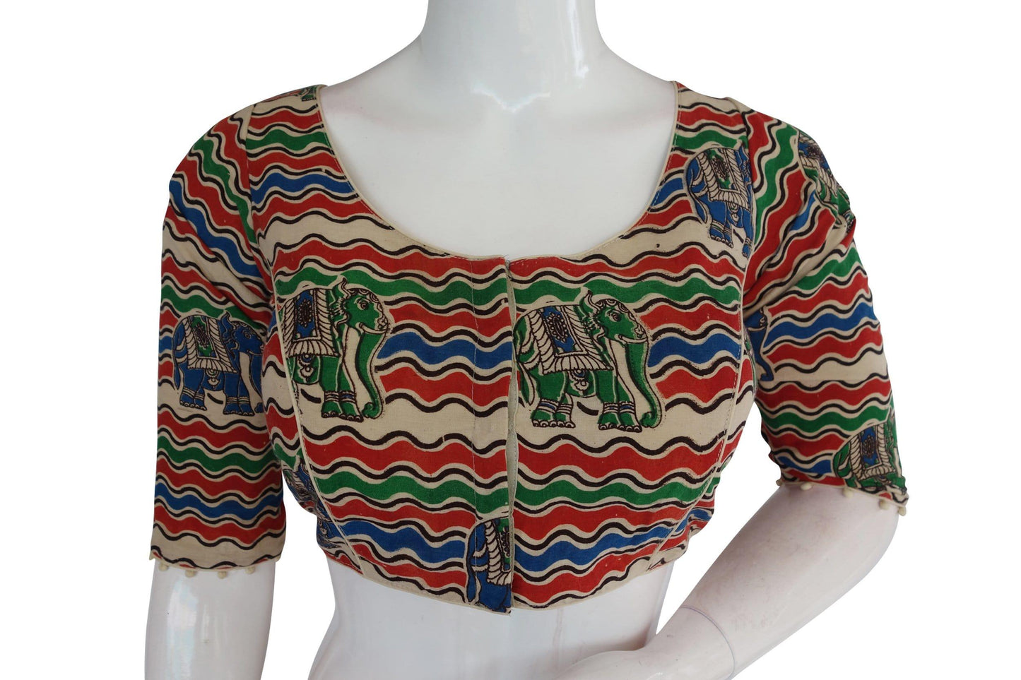 kalamkari 3 4th sleeves readymade saree blouse indian cotton readymade blouse 19