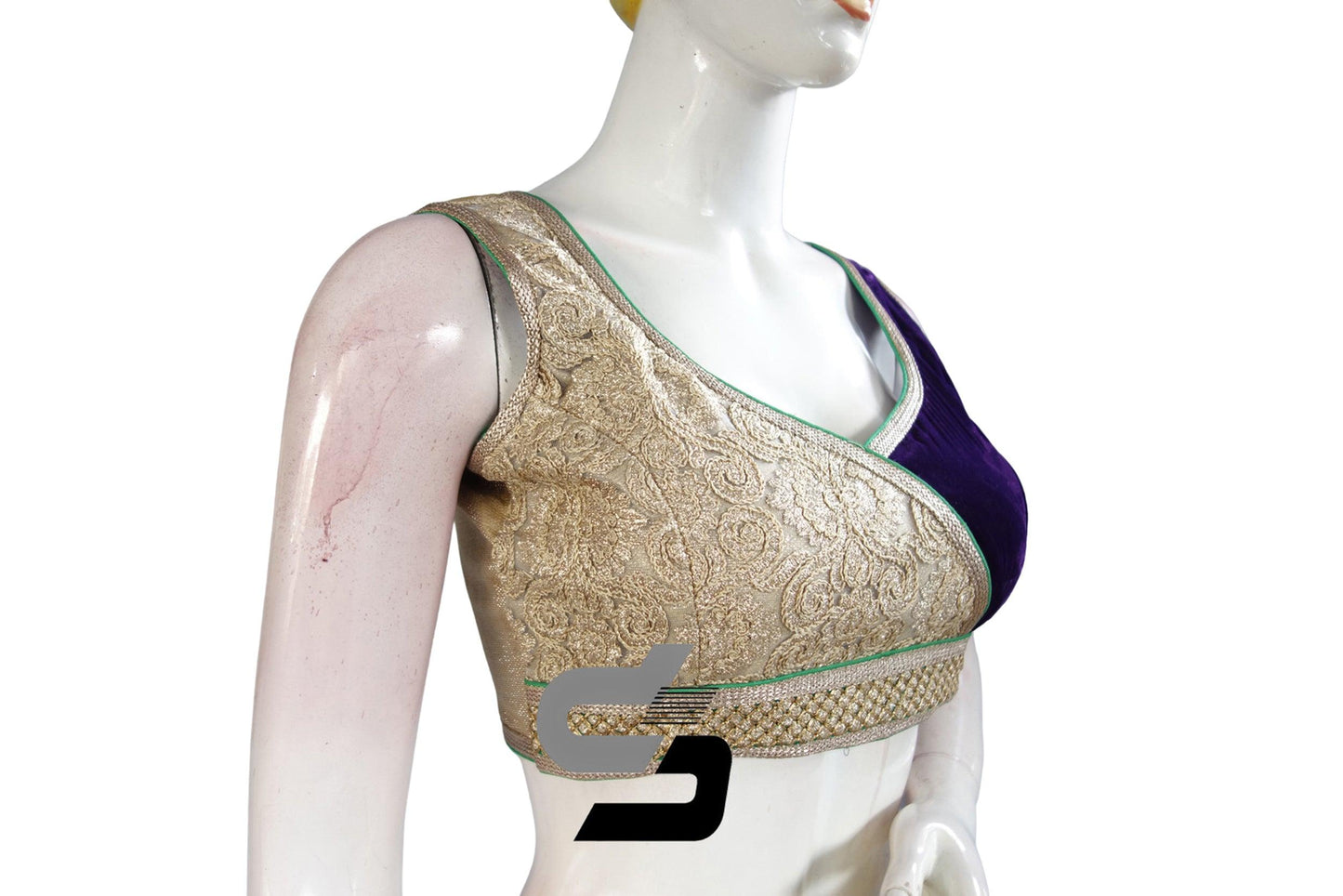 Purple Color Velvet Designer Party Wear Readymade Blouse/ Indian Crop Tops - D3blouses