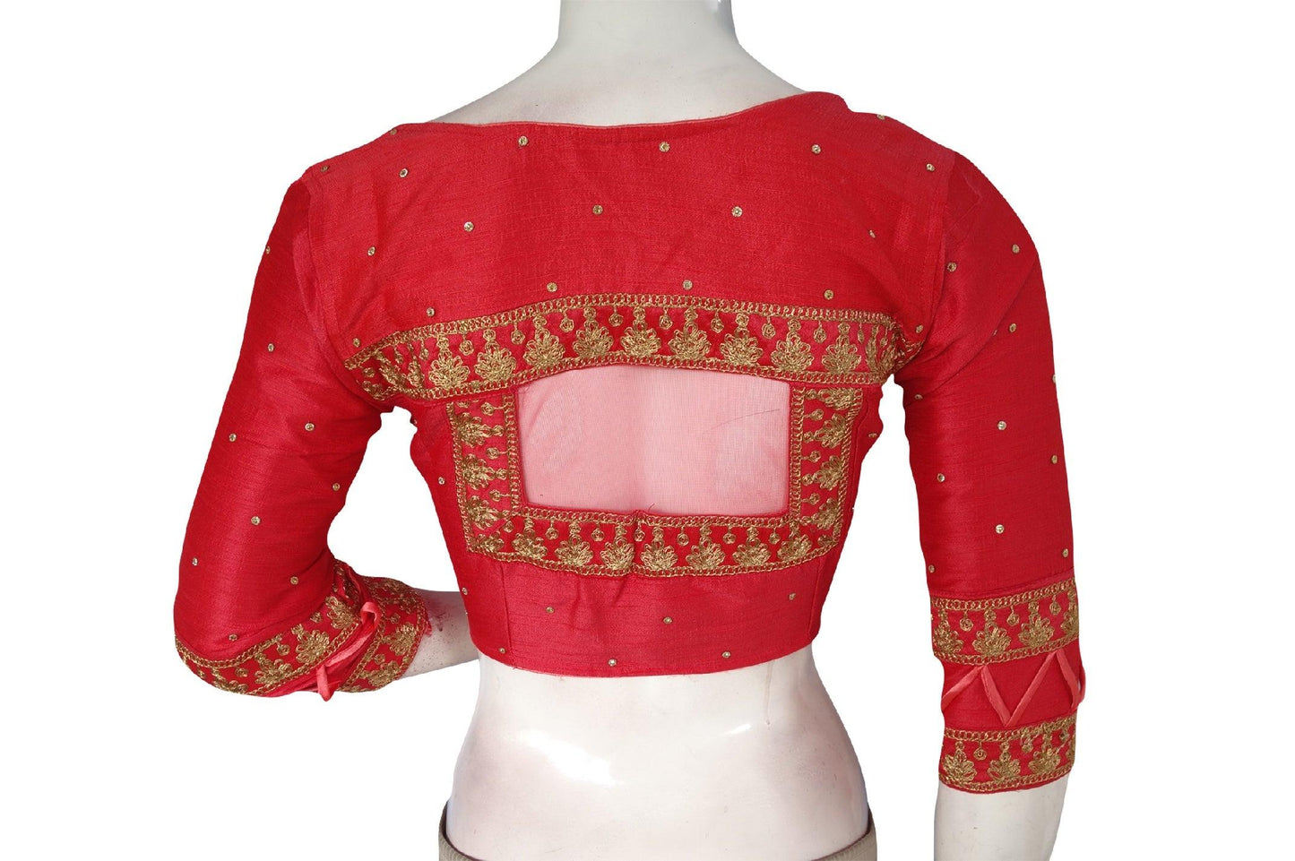 Peach Pink Color Designer Readymade saree blouse, Indian 3/4th Sleeves Readymade blouse - D3blouses