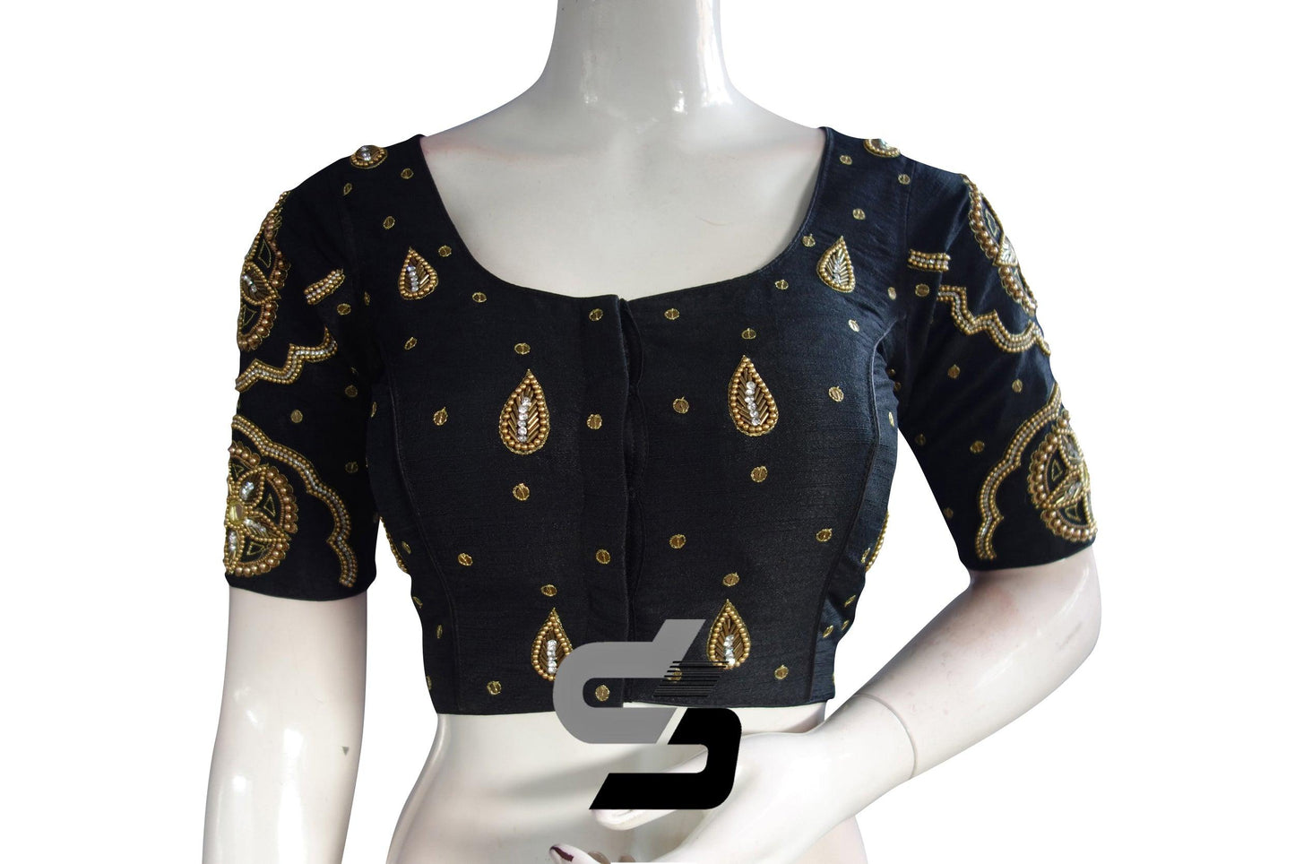 Black Color Bridal Designer, Party Wear Readymade Blouse/ Indian Crop Tops - D3blouses