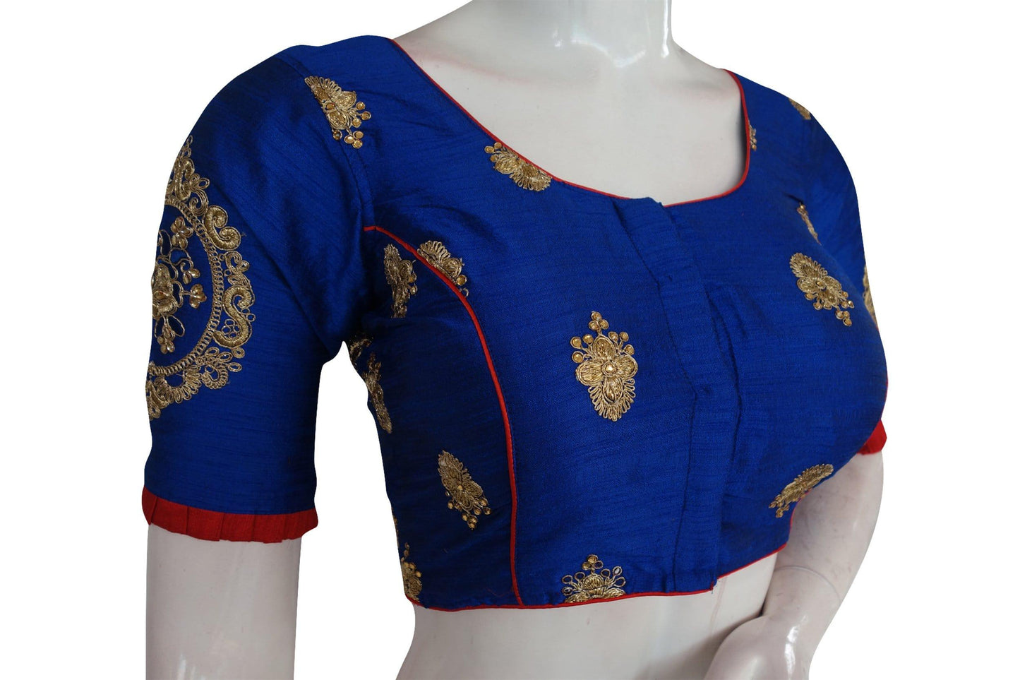 blue color exclusive embroidery designer blouse from d3 blouses