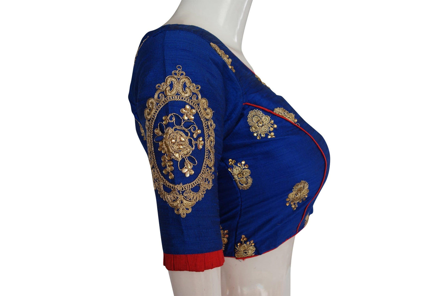 blue color exclusive embroidery designer blouse from d3 blouses