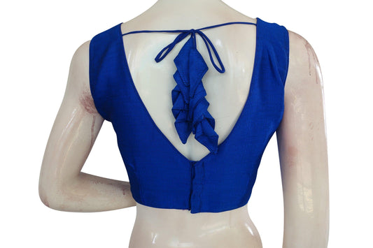 Elevate your wardrobe with our Blue Bliss Plain V Neck Readymade Blouse. Effortlessly chic, it offers versatility and style in one piece. Discover the essence of elegance with D3 Blouses.