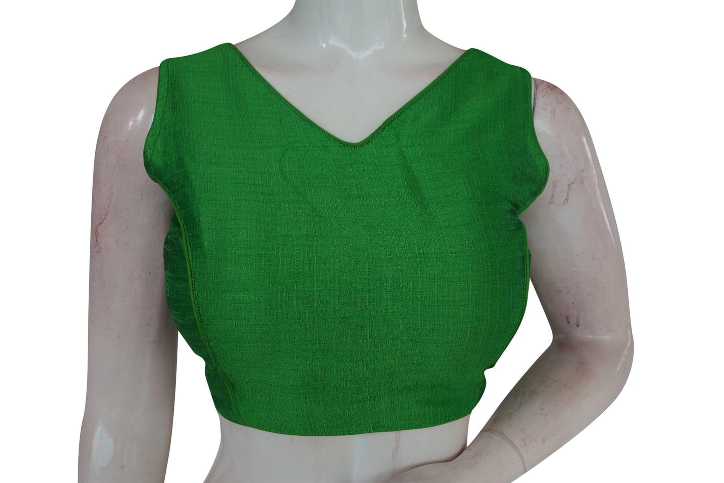 green colour plain v neck readymade blouse from d3 blouses 3