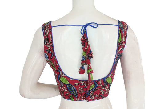 Trendy Kalamkari Readymade Blouse, Indian Designer Cotton Elegance with Tassels - D3blouses