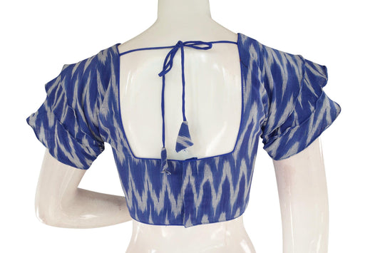 Blue, Stylish Ruffle Sleeve Readymade Saree Blouse - Women's Fashion - D3blouses