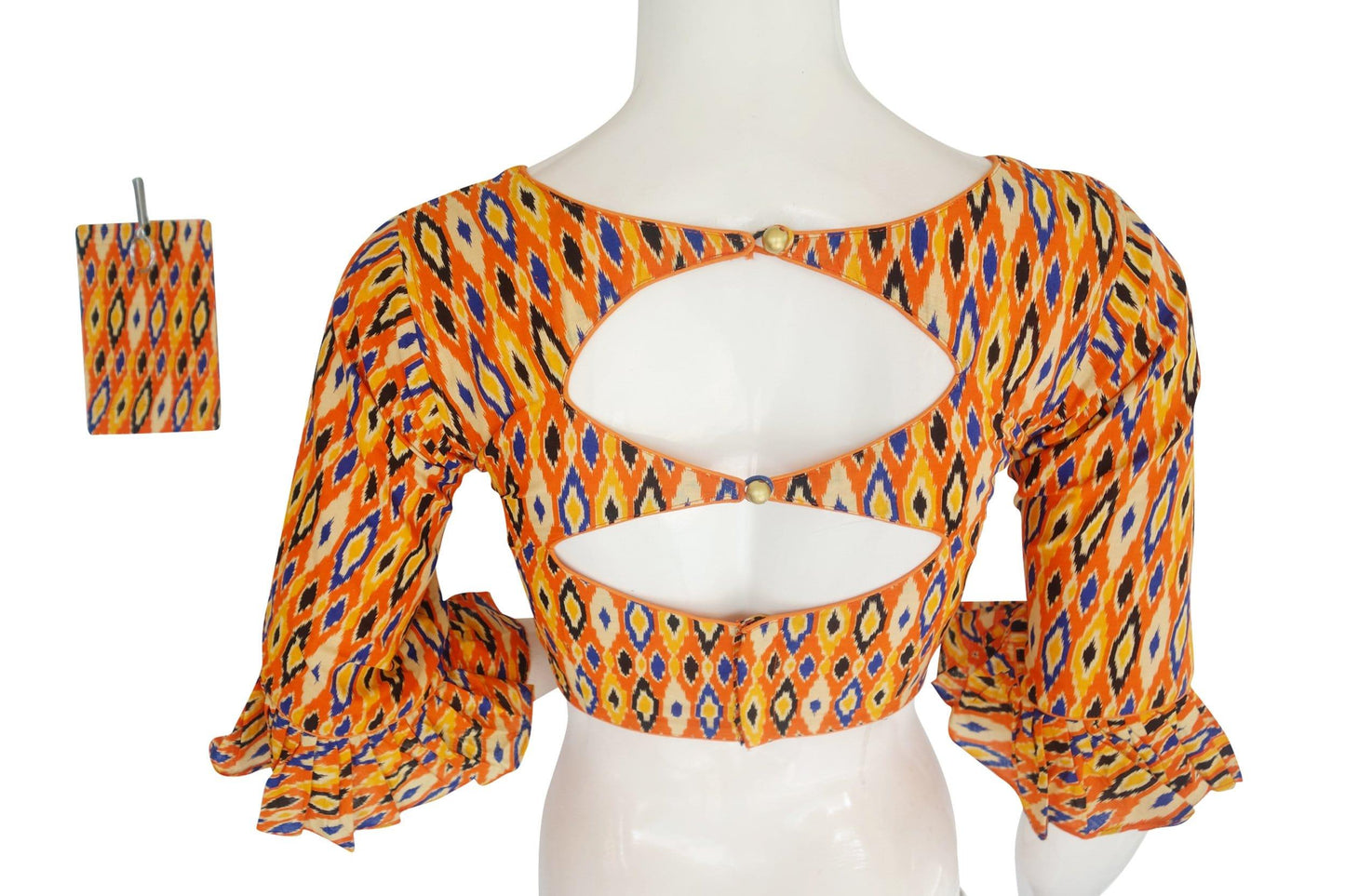 copy of cotton printed designer readymade blouse with matching mask 1