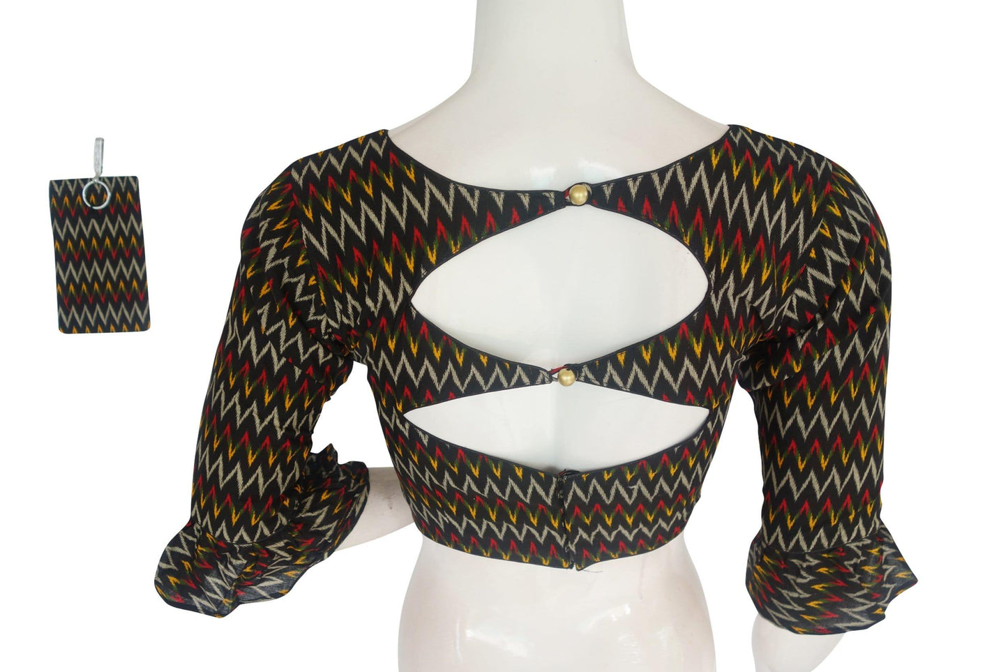 cotton printed designer readymade blouse with matching mask 1