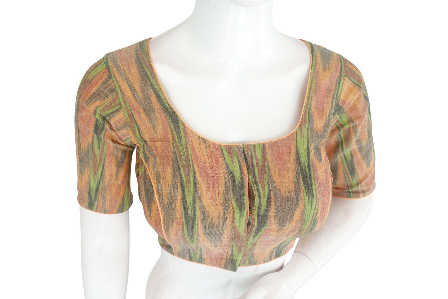 ikkat readymade saree blouse with matching mask