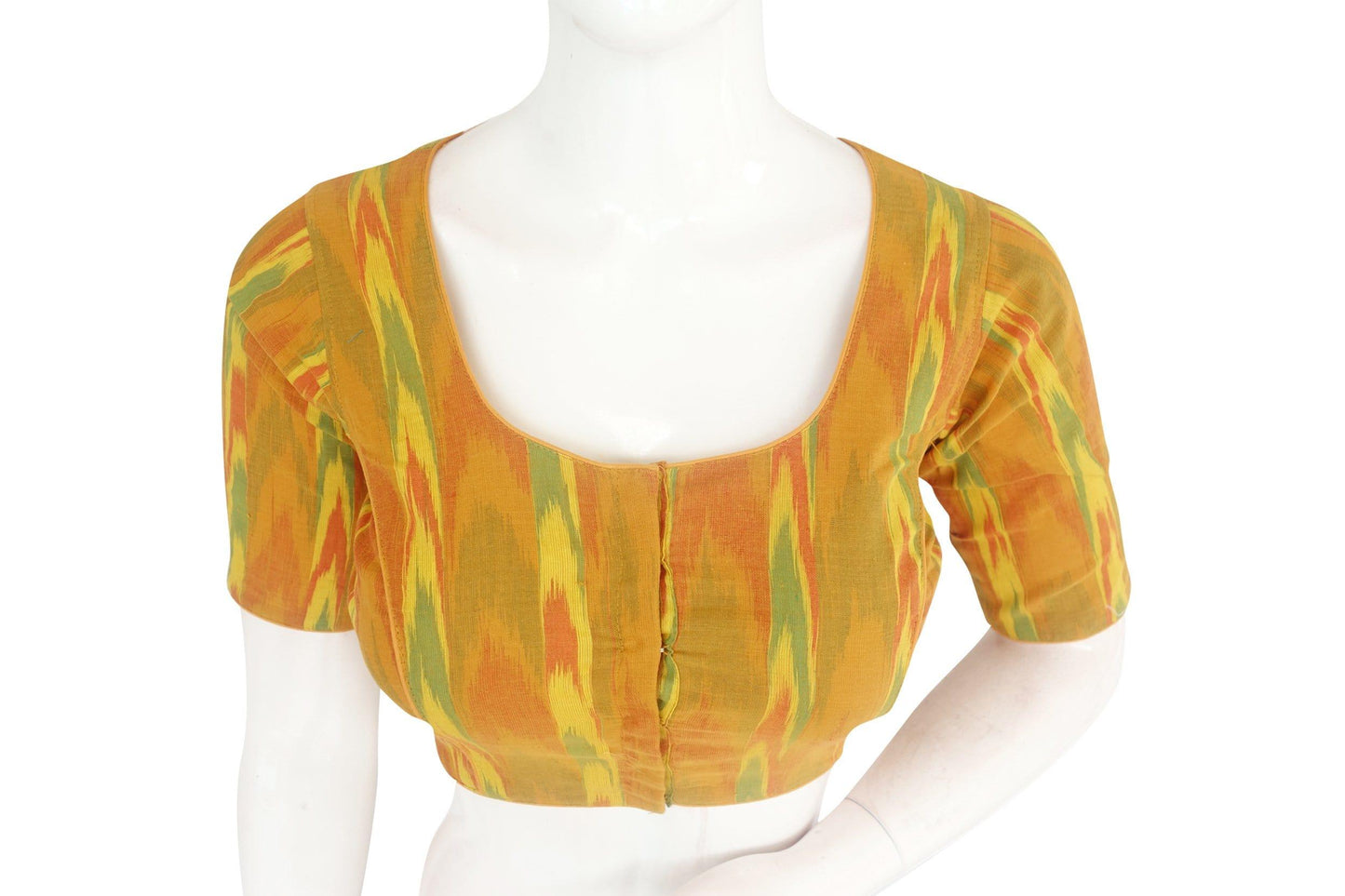 ikkat readymade saree blouse with matching mask 3
