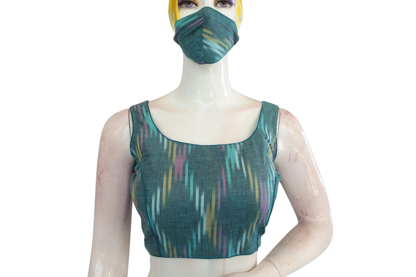 green color ikkat readymade blouse