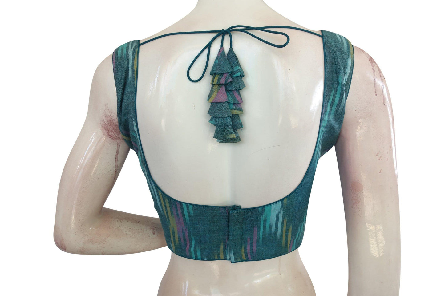 green color ikkat readymade blouse