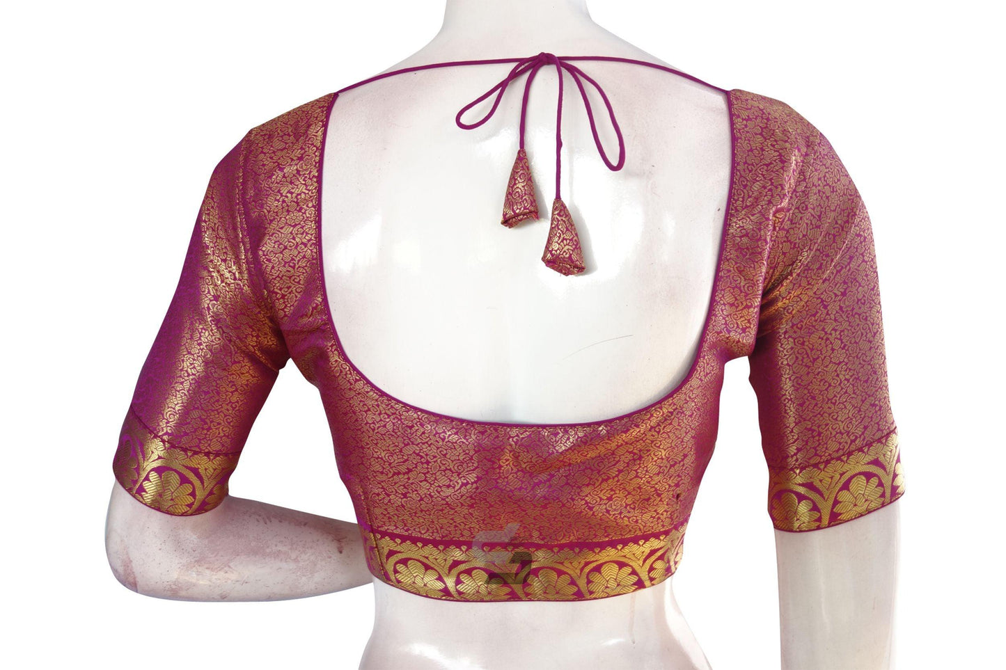 Magenta Color Brocade Silk Readymade Blouse With Matching Mask - D3blouses