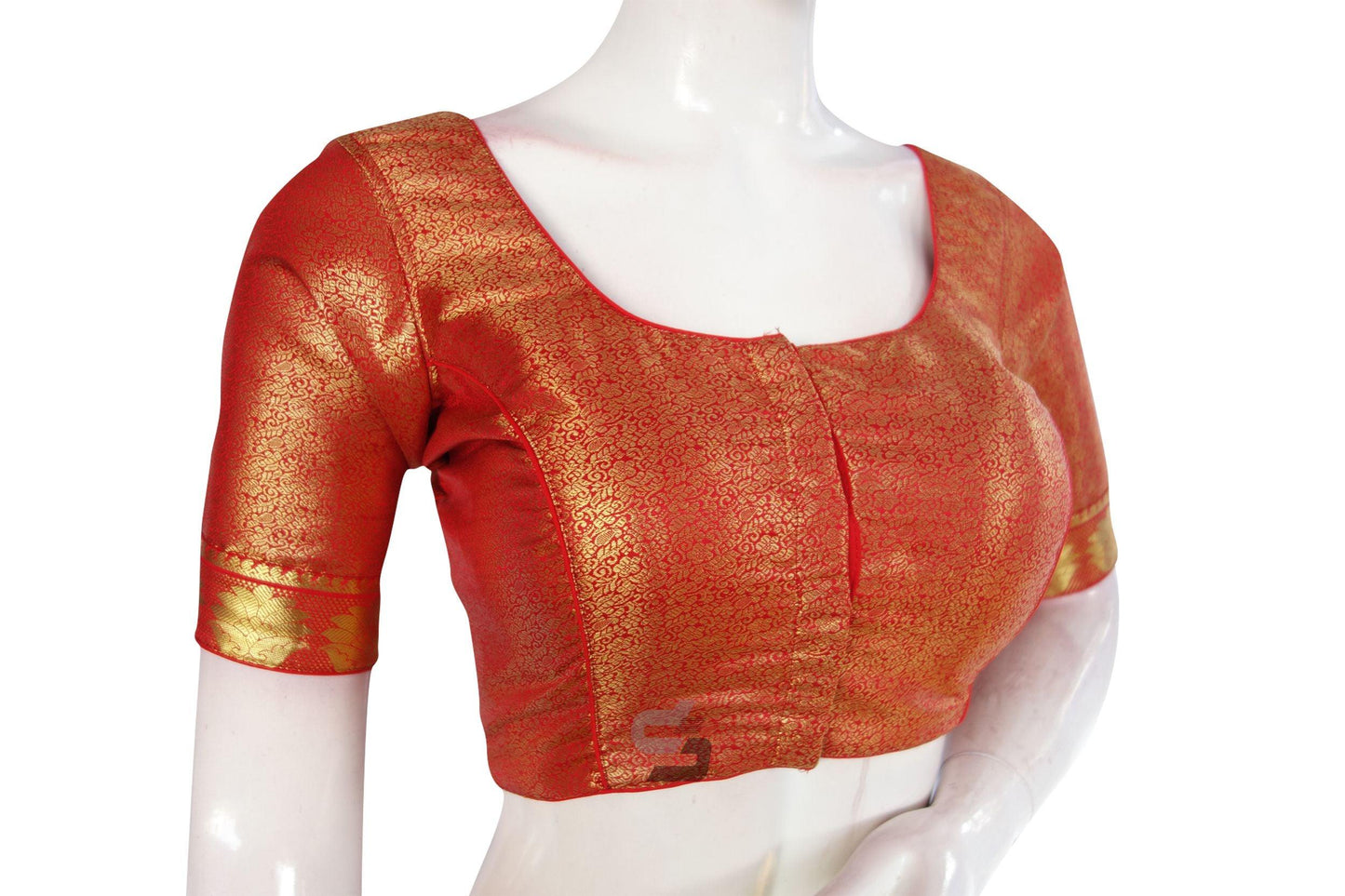 Red Color Brocade Silk Readymade Blouse With Matching Mask - D3blouses