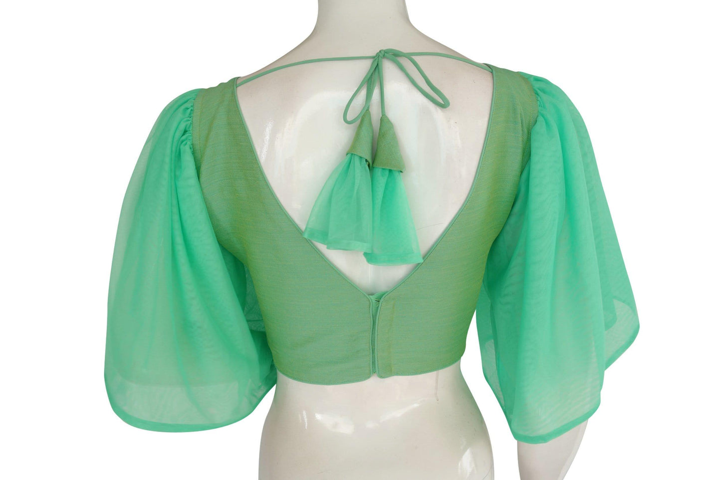 plain silk designer ruffle sleeve readymade blouse 8