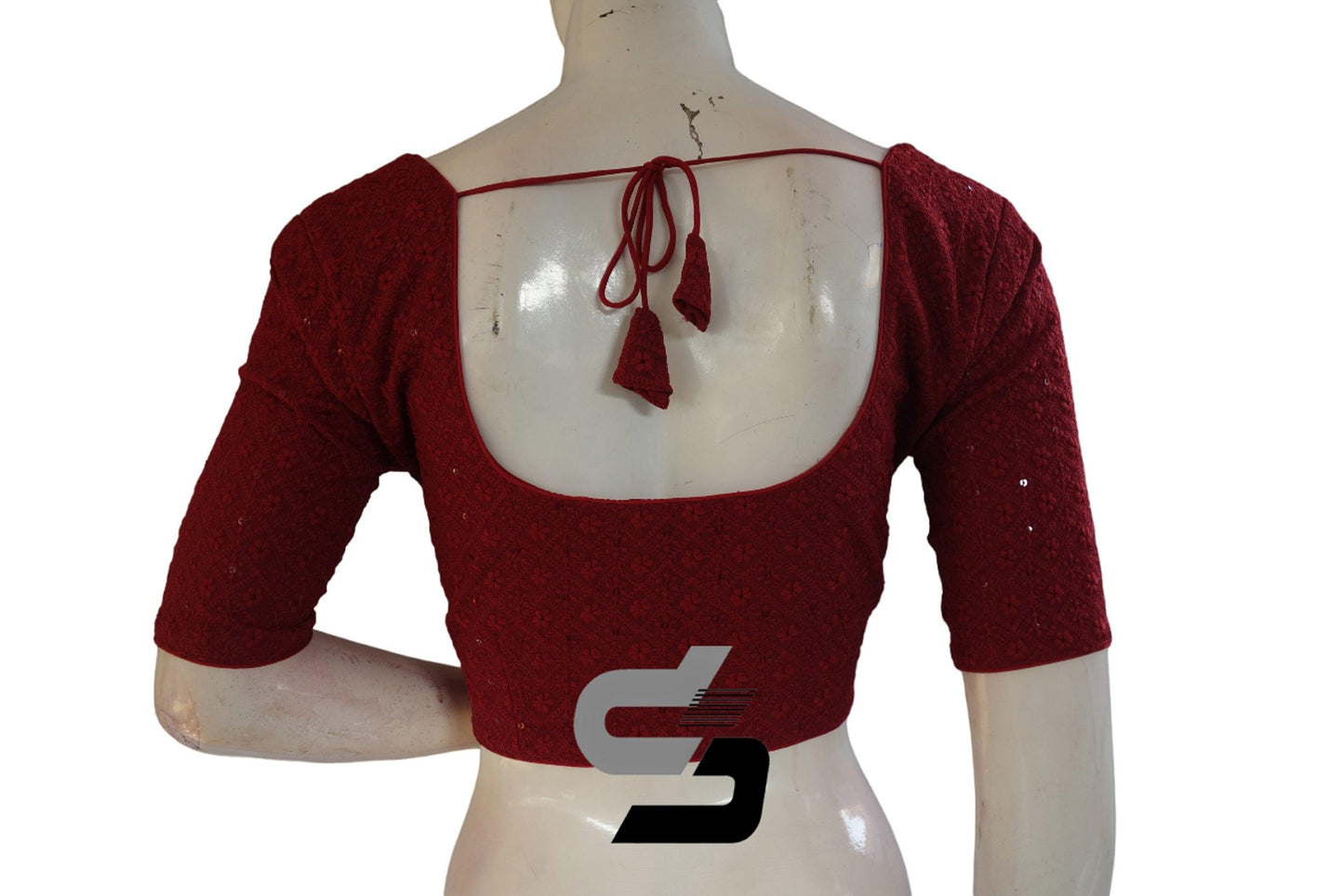 Maroon Color Chikankari Embroidery Readymade saree blouse - D3blouses