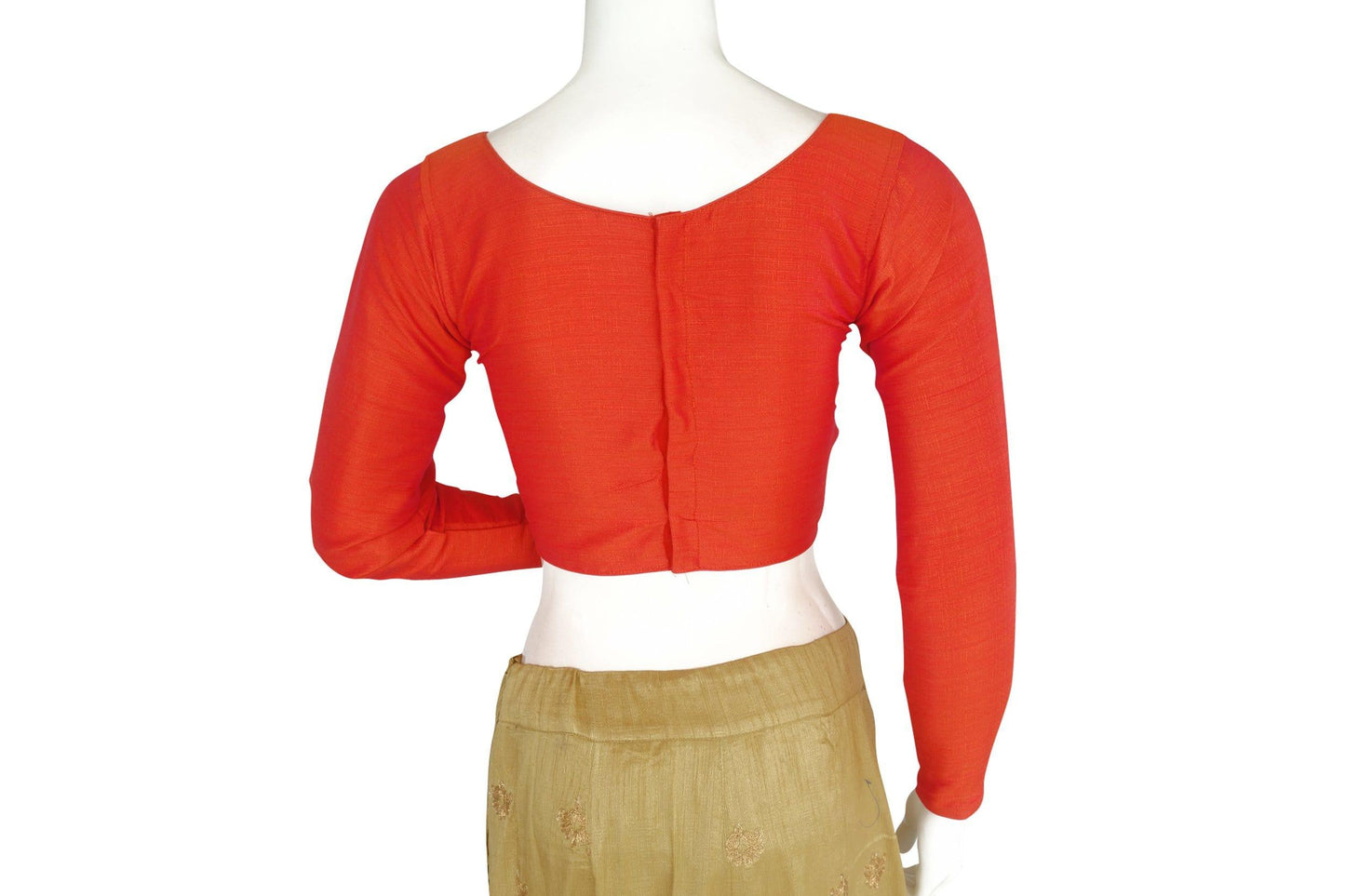 peach color plain silk designer readymade blouse with full sleeve