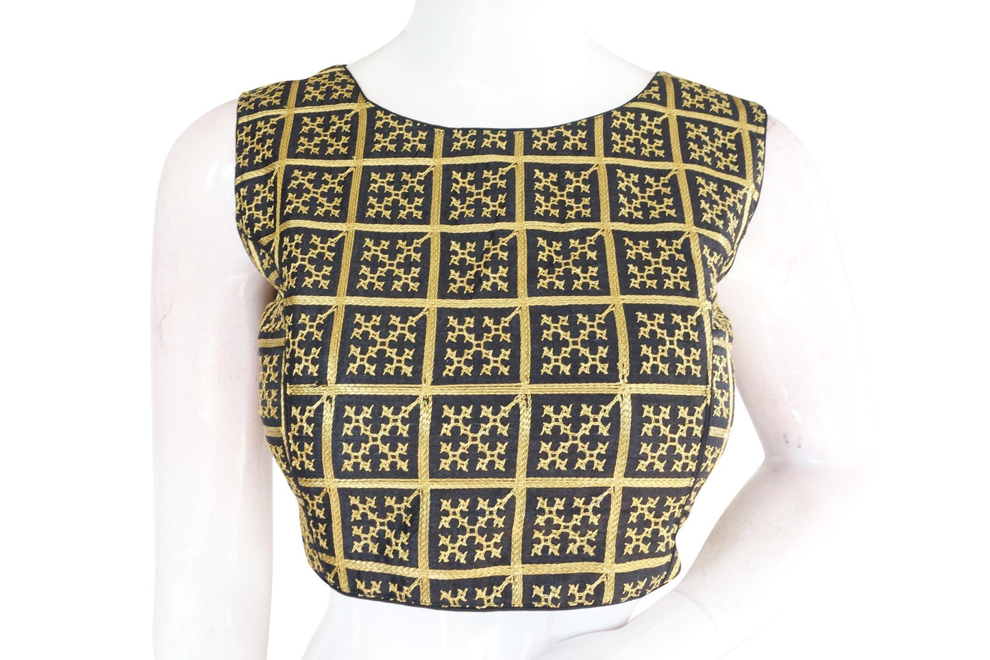 black color banaras brocade silk readymade blouse with matching mask