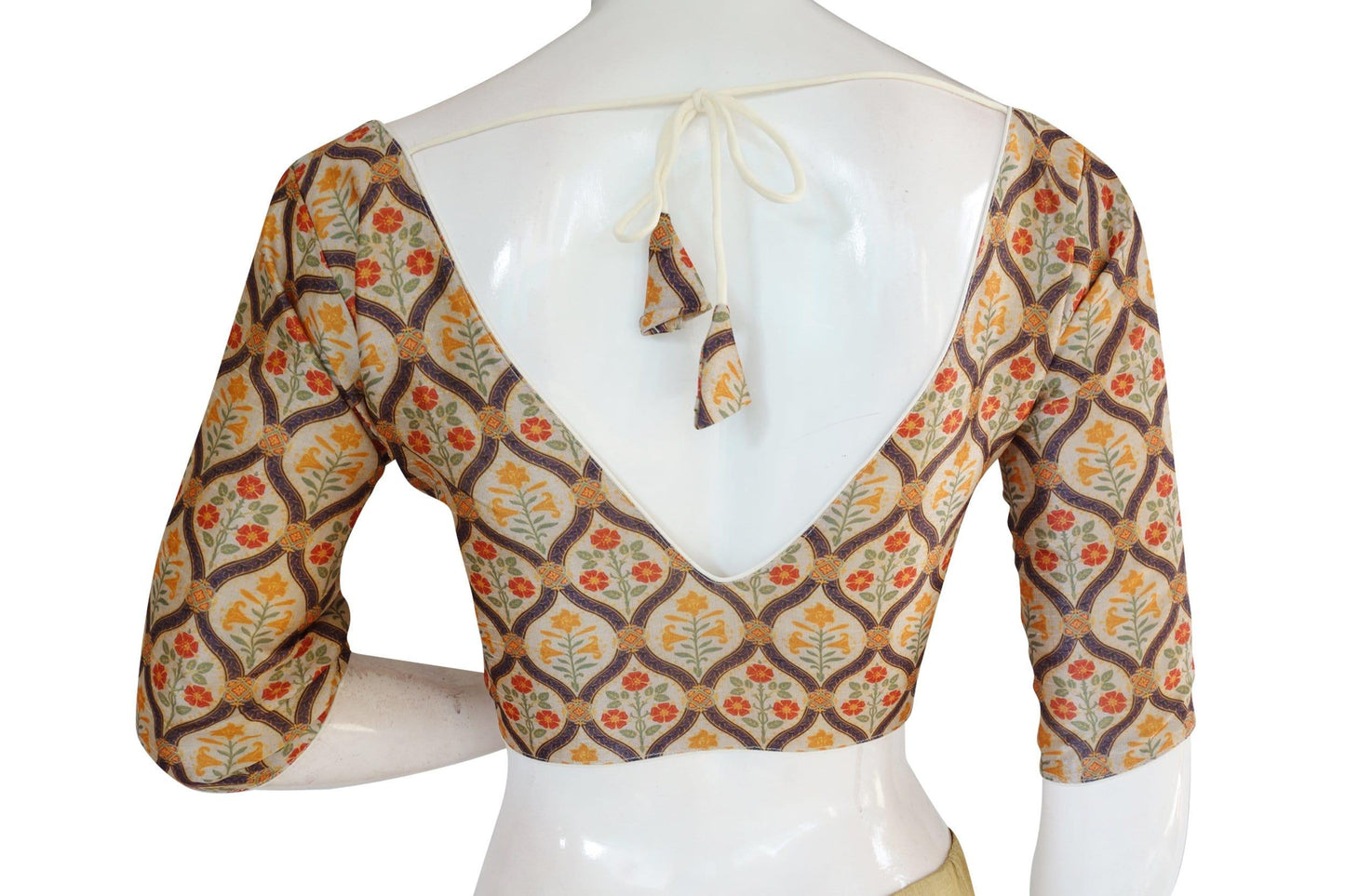 printed silk v neck designer readymade blouse