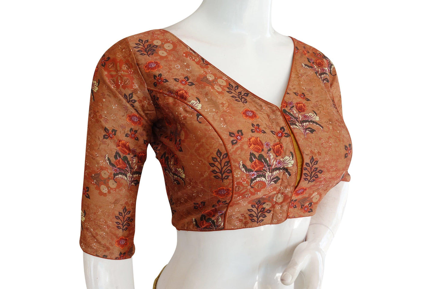printed silk v neck designer readymade blouse 8