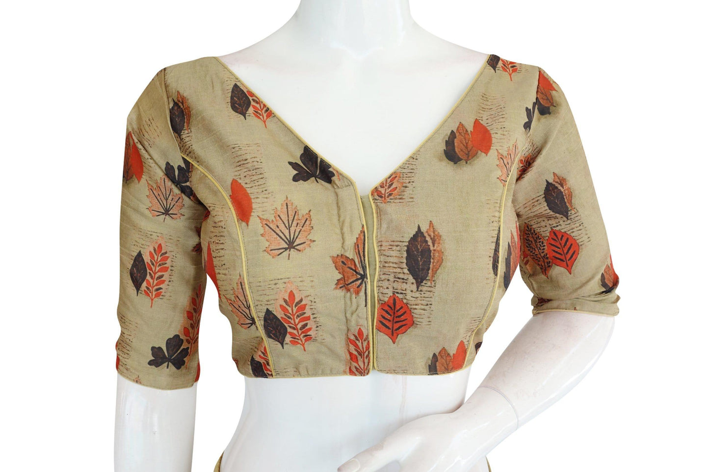 printed silk v neck designer readymade blouse 10