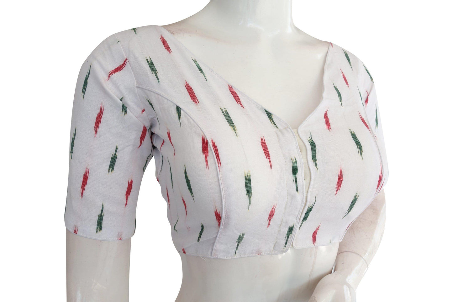 ikkat v neck designer readymade blouse