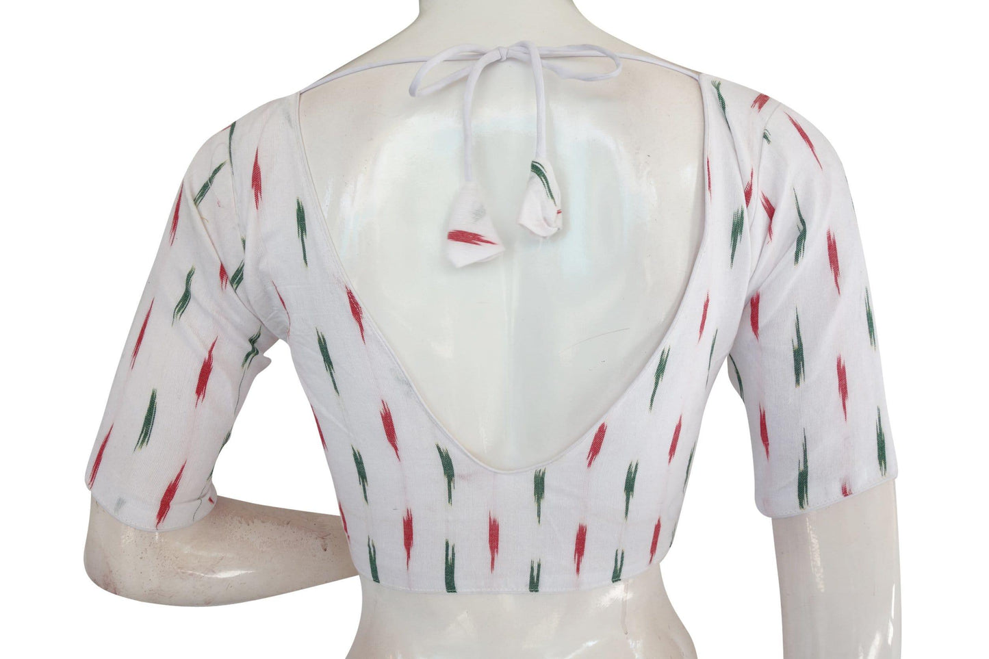 ikkat v neck designer readymade blouse