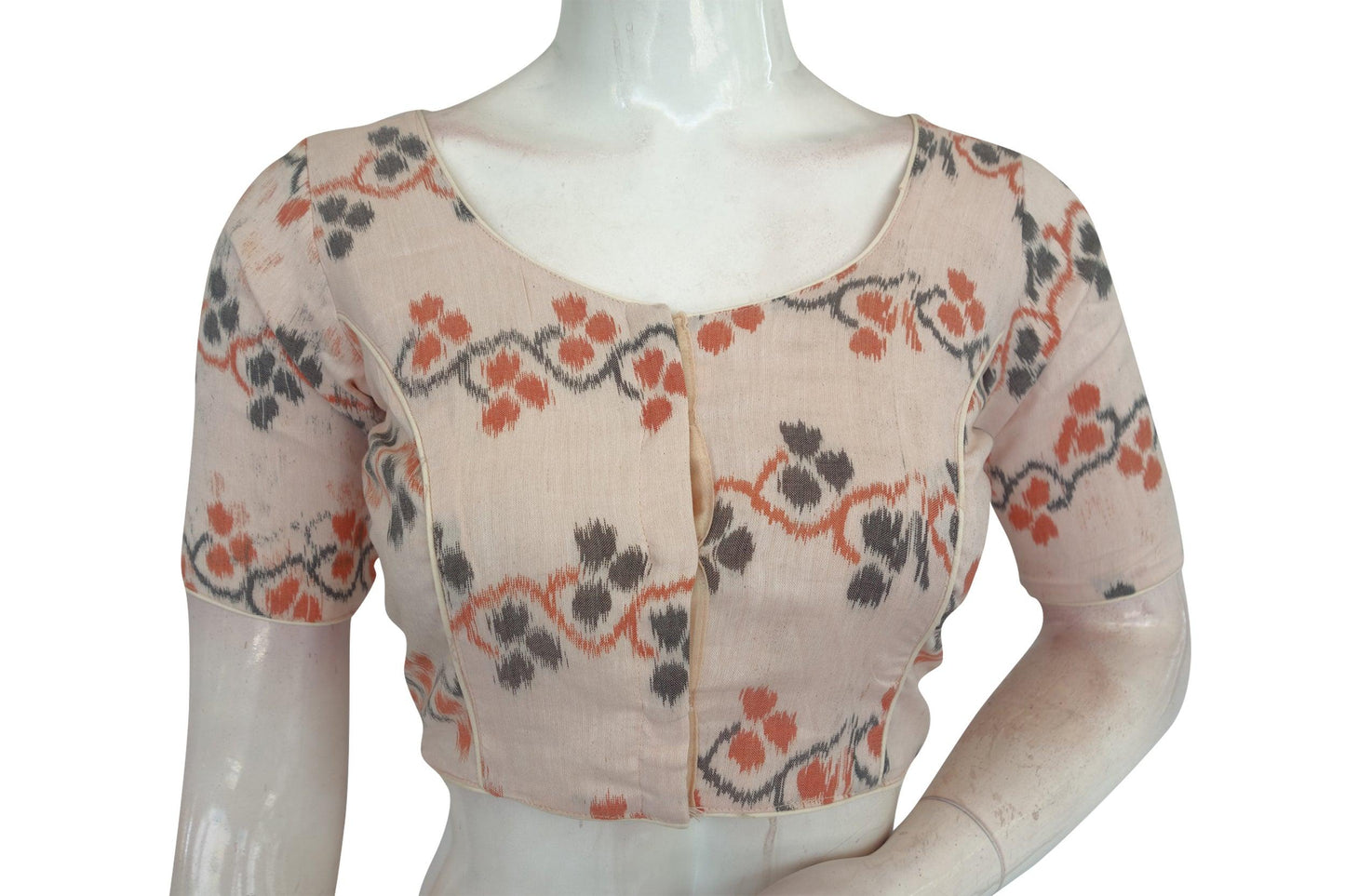 Pink Color Ikkat Cotton Readymade Blouse