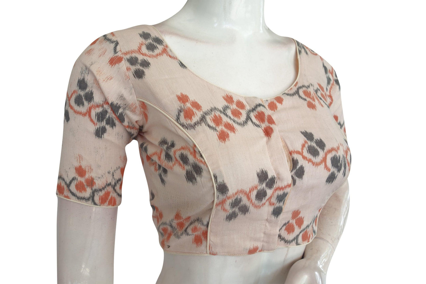 Pink Color Ikkat Cotton Readymade Blouse