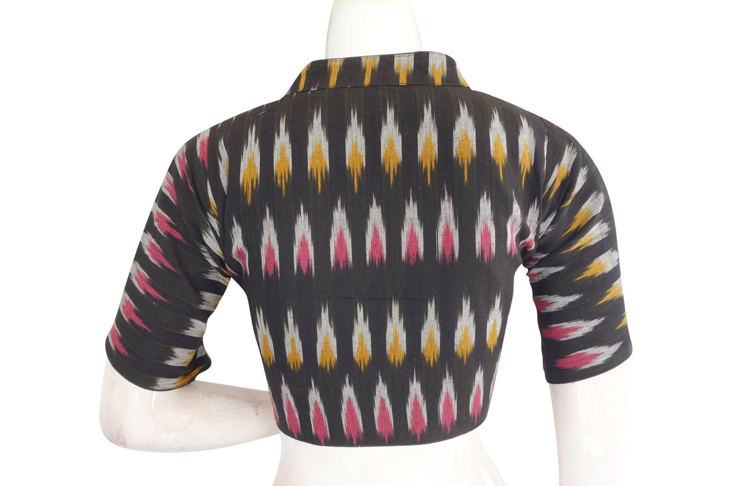 black color ikkat collar designer readymade blouse