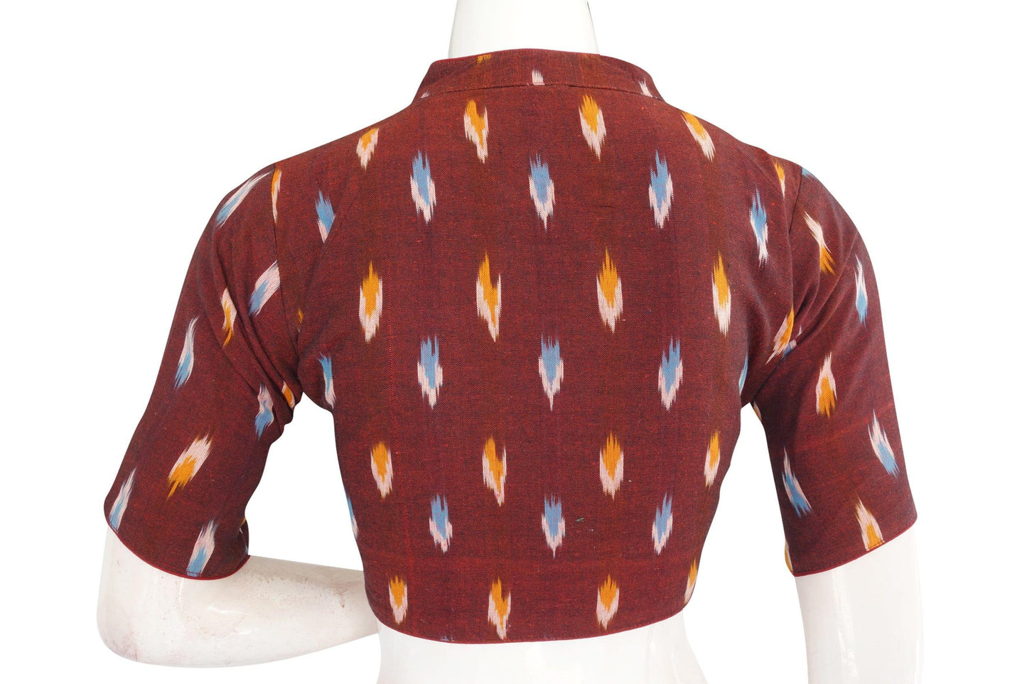 red color ikkat collar designer readymade blouse