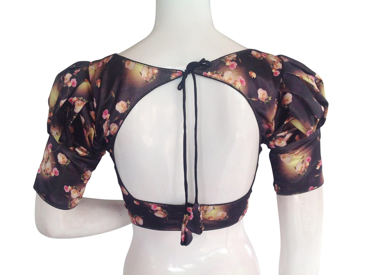 satin silk readymade saree blouse with puff sleeves indian readymade blouse crop top 1