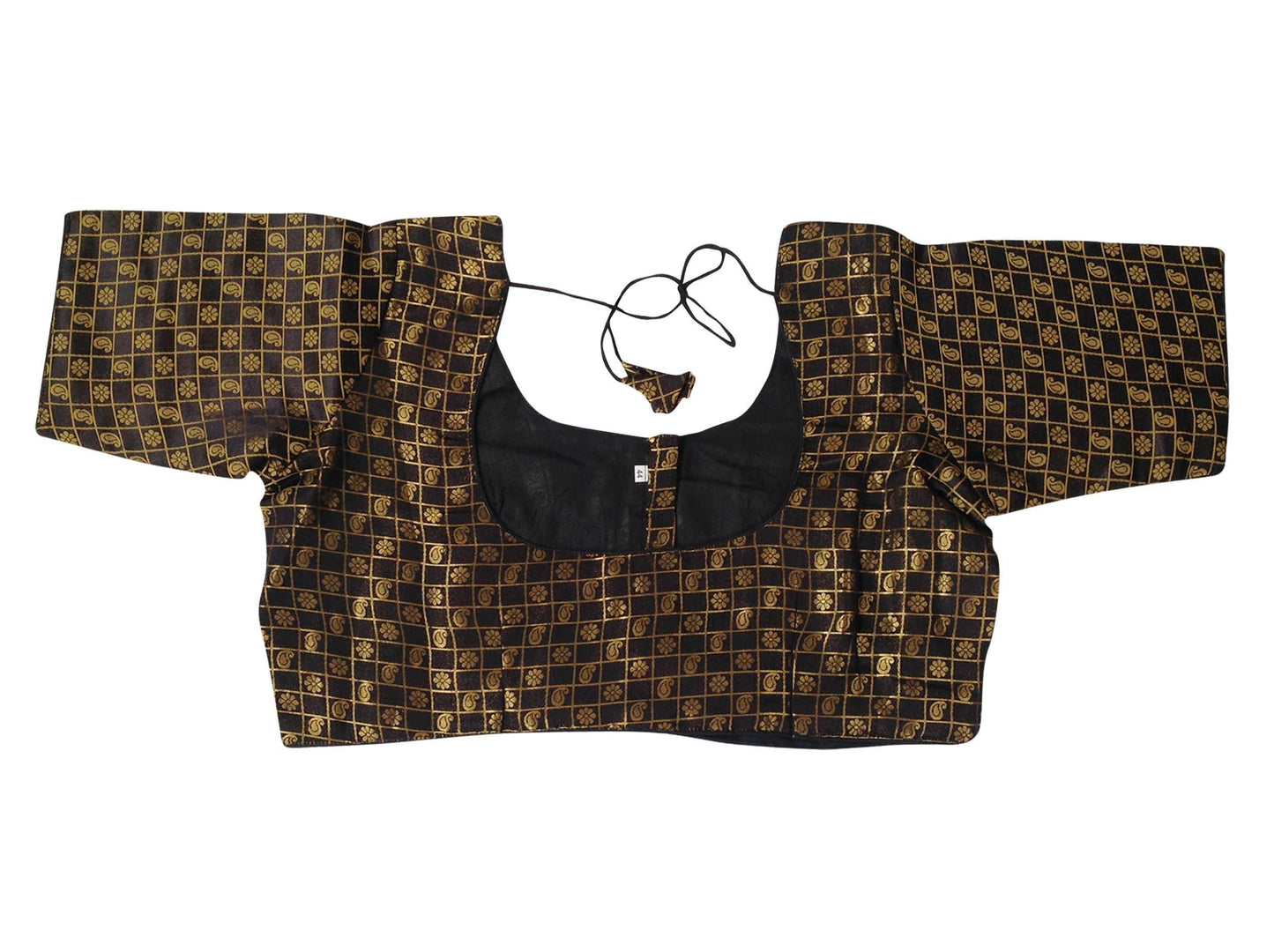 plus size black color brocade silk readymade saree blouse