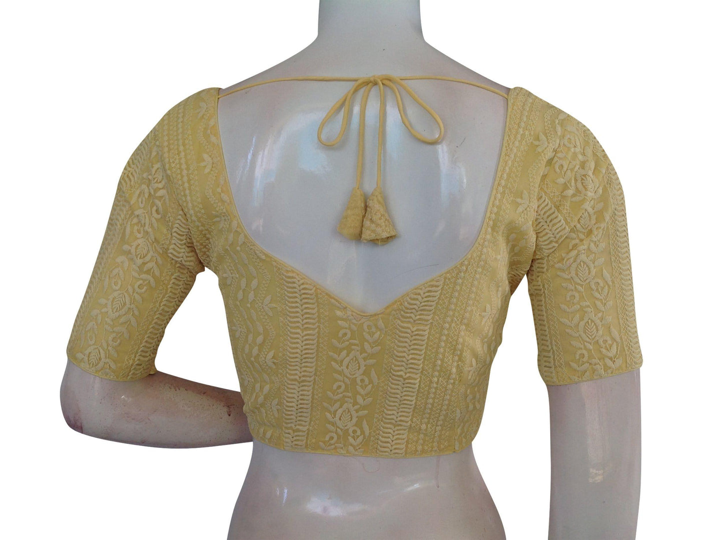 plus size chikankari embroidery indian saree readymade blouse 4