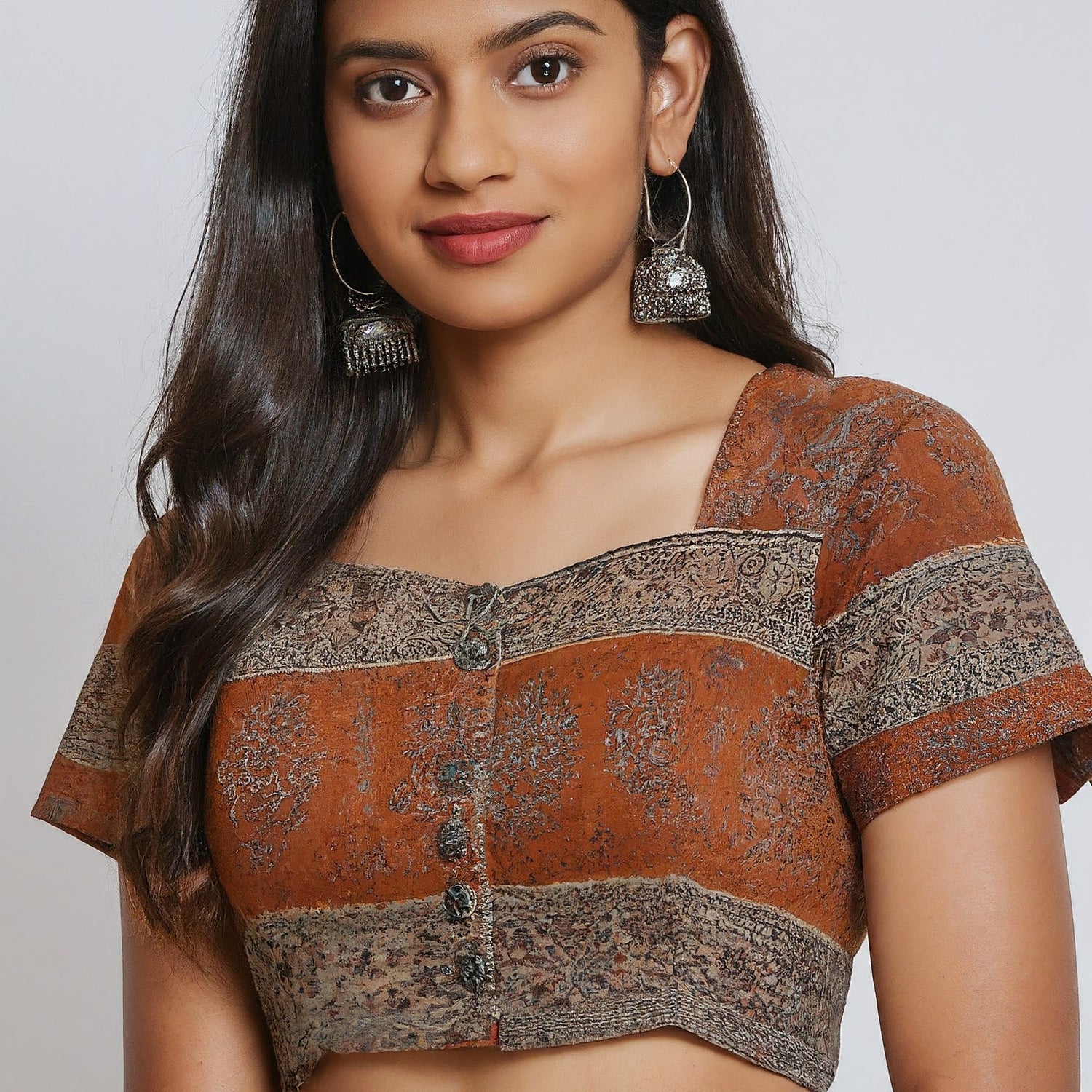 Ajrakh Cotton Saree Blouses