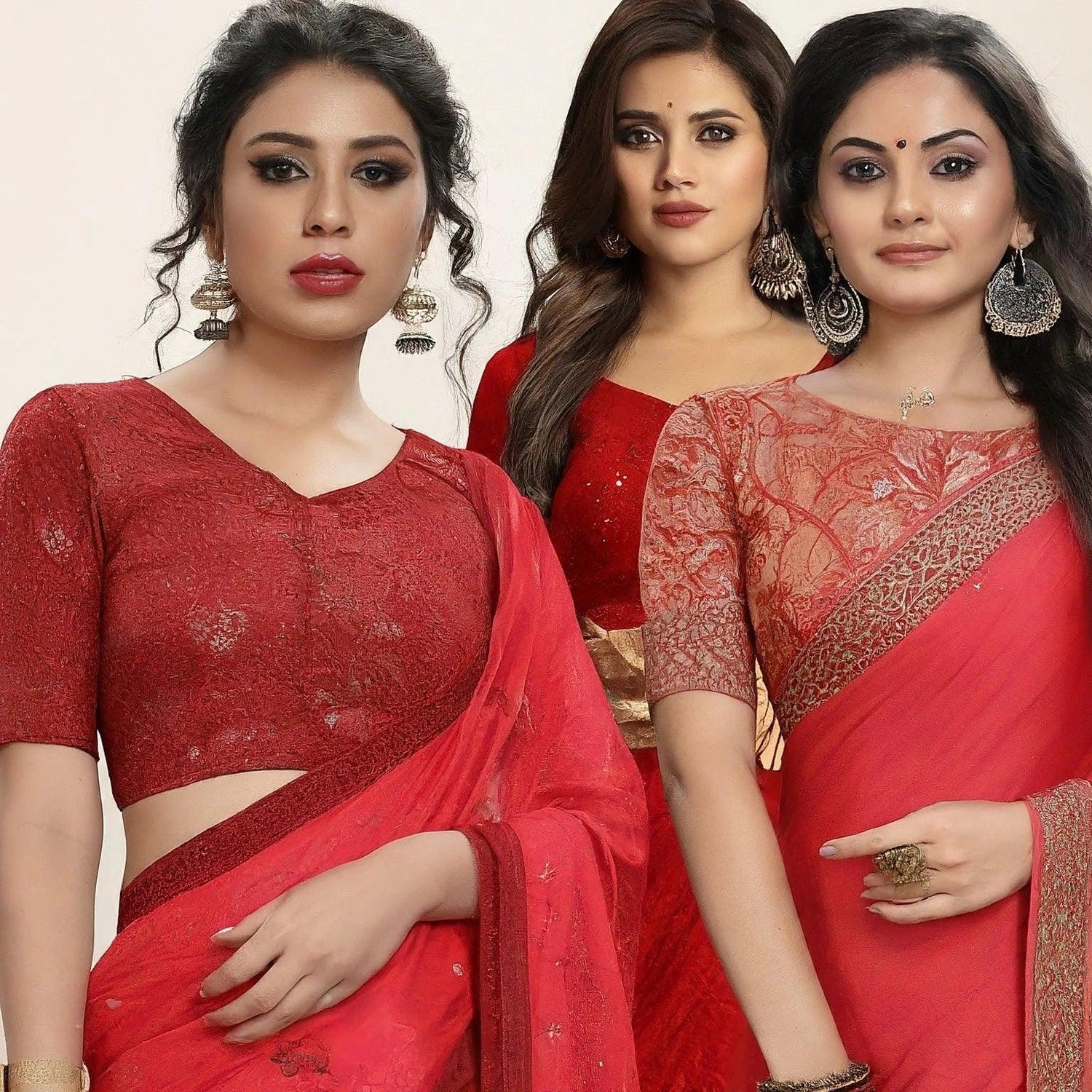 Red blouses for sarees