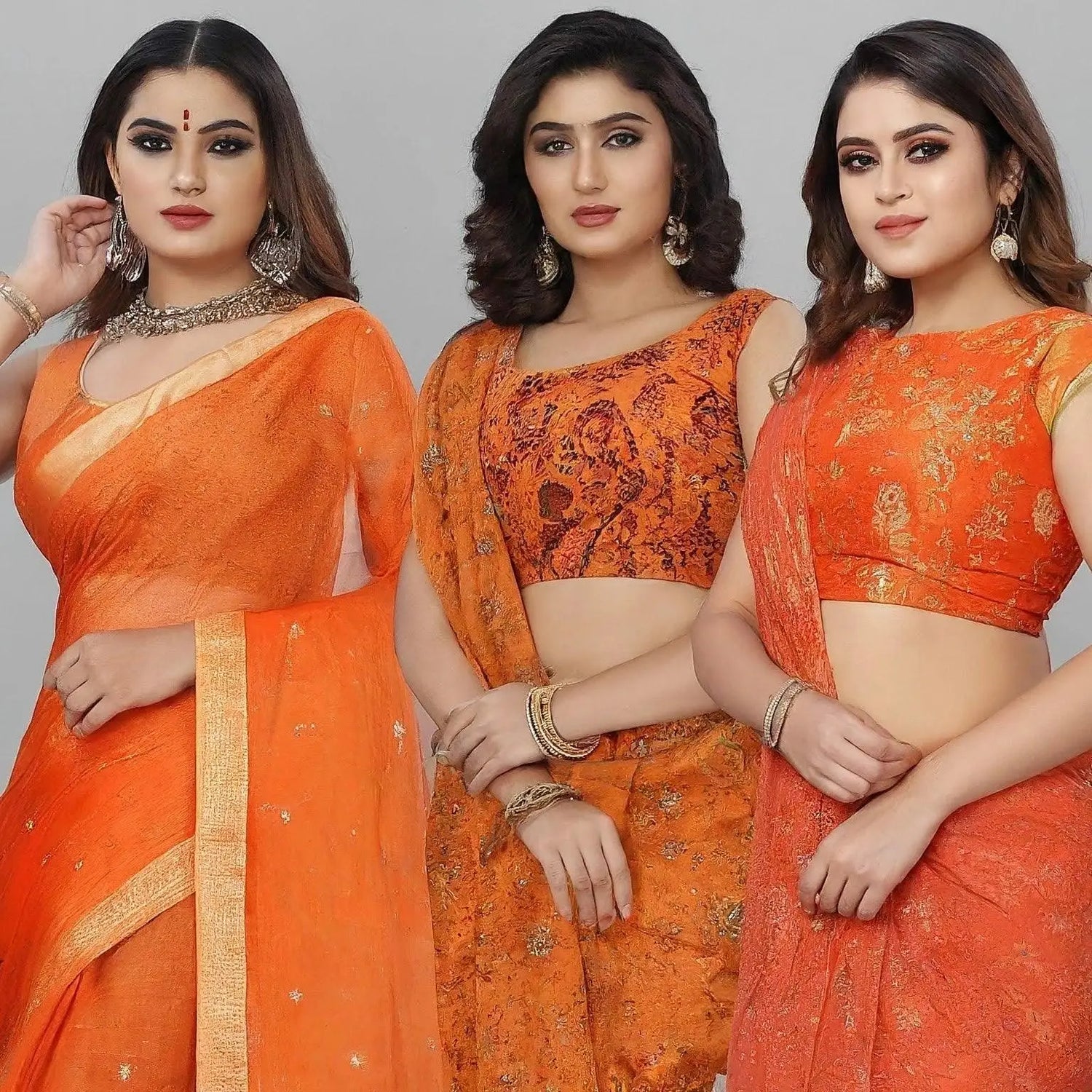 Orange Saree Blouses - D3blouses
