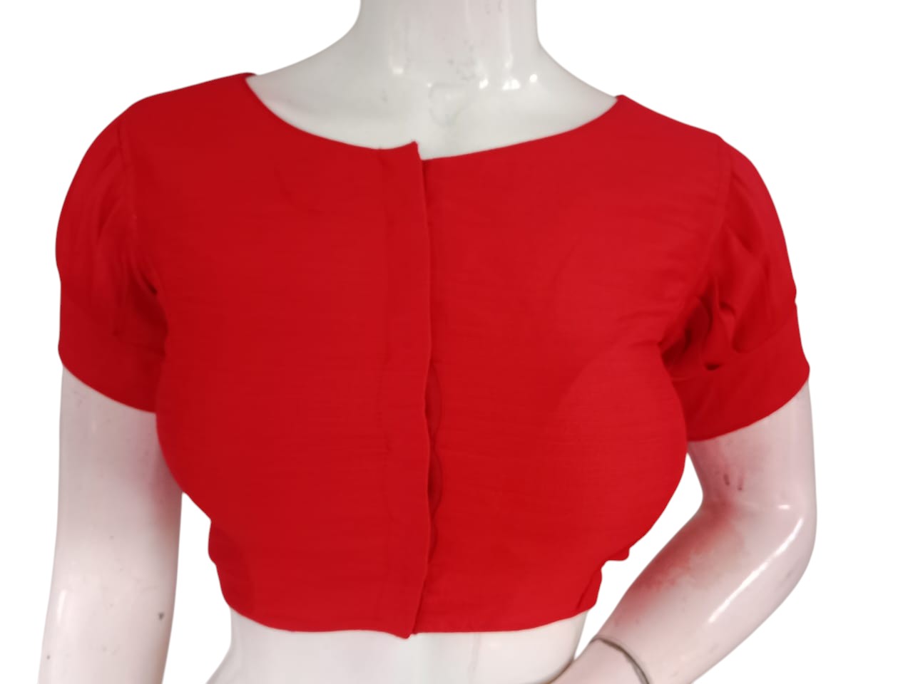 Plain Silk Puff Sleeves Saree Blouse | Ready-to-Wear for Festivals, Weddings & Party Wear