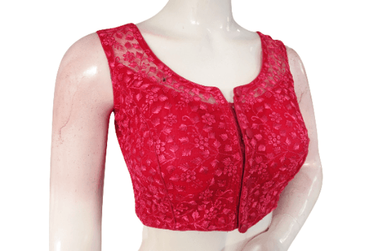 Pink Color Netted Embroidery Designer Readymade Blouse - D3blouses