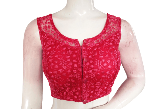 Pink Color Netted Embroidery Designer Readymade Blouse - D3blouses